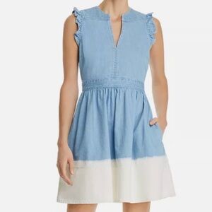 Kate Spade Denim Dipped Ruffle Sleeve Dress